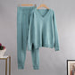 New Loose V Neck Sweater 2 Pieces Female Outfit